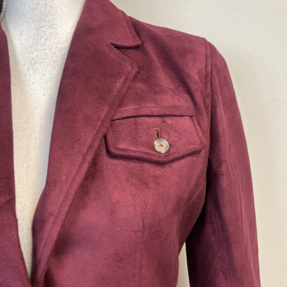 Fourteen Zero Blazer Jacket size Small Burgundy Faux Suede Career Casual Pockets - Picture 4 of 8